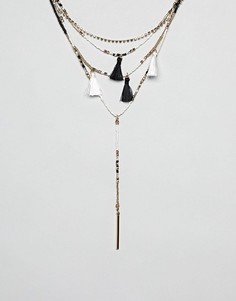 Ярусное ожерелье с цепочками и кисточками River Island - Черный