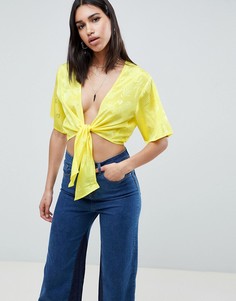 Жаккардовый топ с завязкой ASOS DESIGN - Желтый