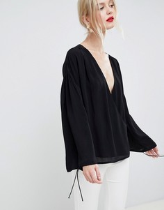 Oversize-топ с запахом ASOS DESIGN - Черный