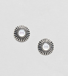 Серебряные серьги с гравировкой и камнями ASOS DESIGN - Серебряный