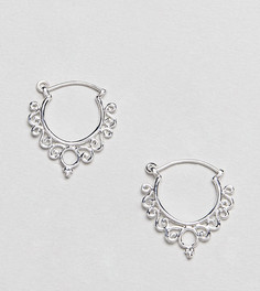 Серебряные серьги-кольца с резным узором ASOS DESIGN - Серебряный