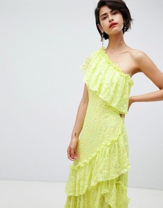 Платье макси с оборками и пайетками ASOS DESIGN - Зеленый