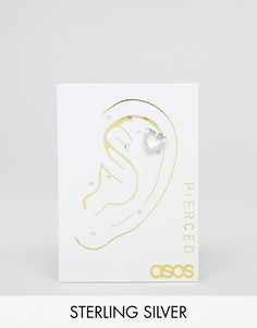 Кольцо-пирсинг для уха с V-образной вставкой ASOS DESIGN - Серебряный