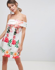 Асимметричное А-образное платье мини с цветочным принтом ASOS DESIGN - Мульти