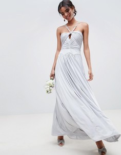 Платье макси со сборками ASOS DESIGN Bridesmaid - Серый