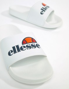 Белые шлепанцы с крупным логотипом ellesse - Белый