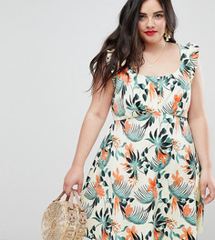Сарафан с пуговицами и оборкой ASOS DESIGN Curve - Мульти