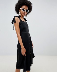 Сарафан миди на пуговицах с контрастными строчками ASOS DESIGN - Черный