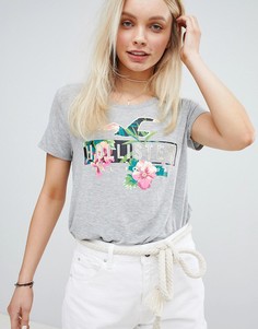 Футболка с вышивкой и логотипом металлик Hollister - Серый