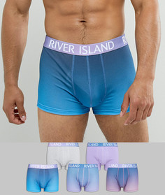Набор из 5 синих боксеров-брифов с принтом River Island - Синий