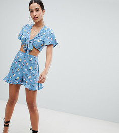 Шорты с цветочным принтом и оборками Boohoo - Синий