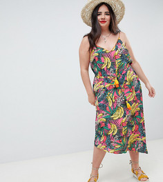 Асимметричное пляжное платье с бананами River Island Plus - Розовый