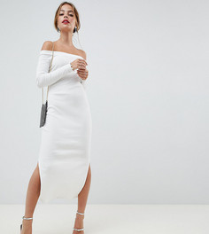 Платье миди в рубчик ASOS DESIGN Petite - Белый
