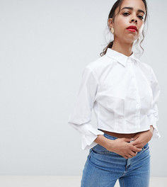 Укороченная рубашка со складками ASOS WHITE Petite - Белый