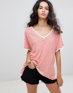 Футболка в полоску Free People Take Me - Красный
