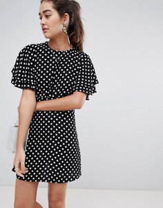 Чайное платье из ткани добби в горошек New Look - Мульти