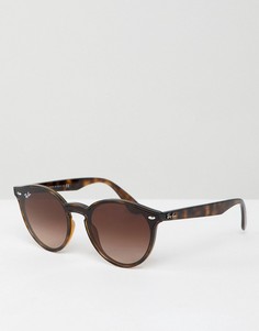Круглые черепаховые солнцезащитные очки Ray-Ban Blaze - Коричневый