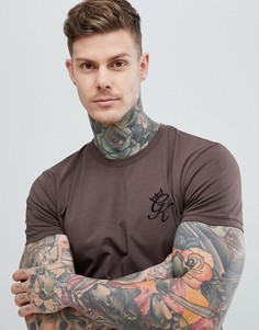 Темно-коричневая длинная футболка Gym King - Коричневый