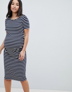 Трикотажное облегающее платье в полоску Bluebelle Maternity - Темно-синий