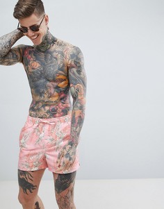 Розовые шорты для плавания с принтом Burton Menswear - Розовый