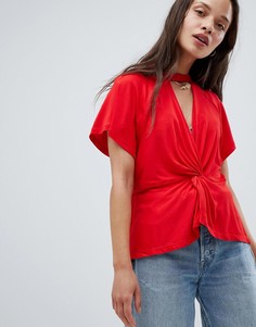 Топ перекрученного кроя с лентой на шее Free People - Красный