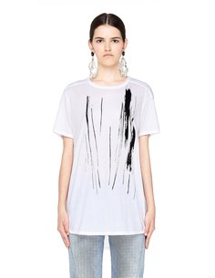 Белая футболка с контрастным принтом Ann Demeulemeester
