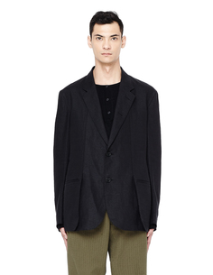 Черный льняной пиджак Yohji Yamamoto