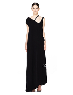 Черное платье в пол с принтом Ann Demeulemeester