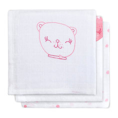 Салфетки для лица, 3шт, Funny Bear pink (Розовый мишка) Jollein