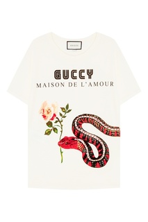 Хлопковая футболка со змеей Gucci