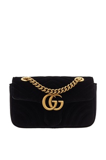Черная бархатная сумка GG Marmont Gucci