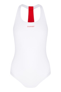 Белый купальник с лентами на спине Zasport