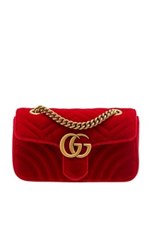 Красная бархатная сумка GG Marmont Gucci