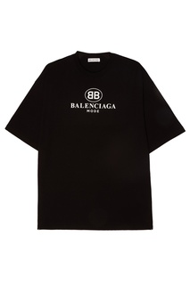 ФутболкаЧерная хлопковая футболка с логотипом Balenciaga