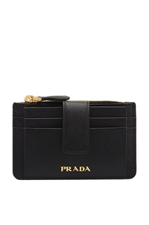 Черный кожаный футляр для карт Prada