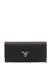 Черный кошелек из сафьяновой кожи Prada