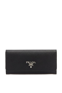 Черный кошелек из сафьяновой кожи Prada