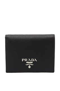 Черный кошелек из сафьяновой кожи Prada