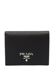 Черный кошелек из сафьяновой кожи Prada