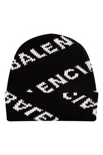 Черная шапка из шерсти с логотипами Balenciaga