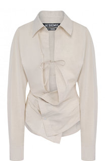 Однотонная приталенная блуза из смеси хлопка и льна Jacquemus