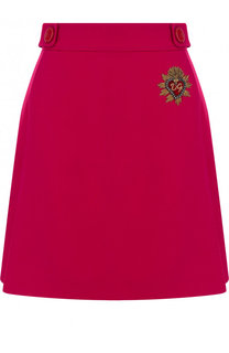 Шерстяная мини-юбка с декоративной отделкой Dolce &amp; Gabbana