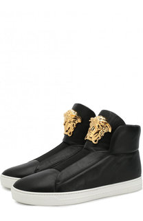 Высокие кожаные кеды с эластичной вставкой Versace