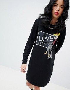 Трикотажное платье с принтом Love Moschino - Черный