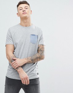 Футболка с карманом в клетку Brave Soul - Серый