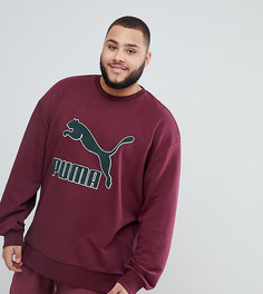 Махровый свитшот в винтажном стиле с логотипом Puma Plus - Красный
