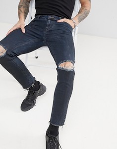 Черные окрашенные джинсы скинни с прорехами ASOS DESIGN - Черный