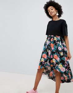 Свободное платье мини с принтом и асимметричным краем ASOS DESIGN - Мульти