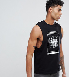 Футболка без рукавов с заниженными проймами и принтом черепа ASOS DESIGN Tall - Черный