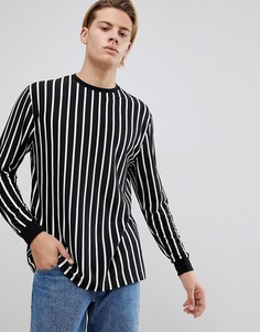 Свободный лонгслив в полоску ASOS DESIGN - Черный